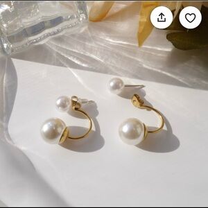 Pearl and gold jacket earrings
